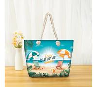 Hixingo 3D Bolsa Playa Grande XXL Mujer Hombre, Bolso Playa de Verano Plegable Ligero Shopper Tote Bag para Piscina Picnic Compras Viajes Vacaciones Uso Diario Sauna (35x12x34CM,Tropical 5)