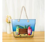 Hixingo 3D Bolsa Playa Grande XXL Mujer Hombre, Bolso Playa de Verano Plegable Ligero Shopper Tote Bag para Piscina Picnic Compras Viajes Vacaciones Uso Diario Sauna (35x12x34CM,Tropical 1)
