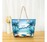 Hixingo 3D Bolsa Playa Grande XXL Mujer Hombre, Bolso Playa de Verano Plegable Ligero Shopper Tote Bag para Piscina Picnic Compras Viajes Vacaciones Uso Diario Sauna (35x12x34CM,Tropical 6)