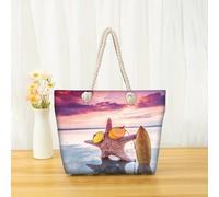 Hixingo 3D Bolsa Playa Grande XXL Mujer Hombre, Bolso Playa de Verano Plegable Ligero Shopper Tote Bag para Piscina Picnic Compras Viajes Vacaciones Uso Diario Sauna (35x12x34CM,Tropical 4)