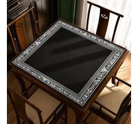 Hixingo 80x80cm Tapete de Mahjong Portátil para Juegos de Mesa, Tapete Cuadrado Diatomita de Antideslizante Silencioso para Cartas Dados Dominó Tablero (707A Blanco y Negro,1)