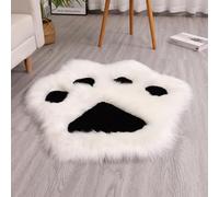 Hixingo Alfombra Salon Pelo Largo, Alfombras de Peluda Grande Suave Lindas Huellas de Patas, Alfombras de Habitacion Lavable y Antideslizante, Tapete Dormitorio Shaggy Habitacion (Negro,100x85cm)