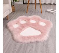 Hixingo Alfombra Salon Pelo Largo, Alfombras de Peluda Grande Suave Lindas Huellas de Patas, Alfombras de Habitacion Lavable y Antideslizante, Tapete Dormitorio Shaggy Habitacion (Rosa,90x76cm)