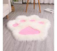 Hixingo Alfombra Salon Pelo Largo, Alfombras de Peluda Grande Suave Lindas Huellas de Patas, Alfombras de Habitacion Lavable y Antideslizante, Tapete Dormitorio Shaggy Habitacion (Blanco,80x98cm)