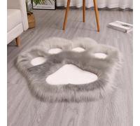 Hixingo Alfombra Salon Pelo Largo, Alfombras de Peluda Grande Suave Lindas Huellas de Patas, Alfombras de Habitacion Lavable y Antideslizante, Tapete Dormitorio Shaggy Habitacion (Plateado,100x85cm)