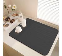 Hixingo Alfombrilla Escurreplatos Antideslizante, Alfombrilla Cafetera Resistente al Calor Color Sólido, Alfombra Escurreplatos Diatomita (30x50cm,Gris Oscuro)