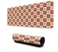 Hixingo Alfombrilla Ratón XXL, Impresión de Tablero de Ajedrez Alfombrilla Rató, Alfombrilla Gaming con Bordes Cosidos y Base Antideslizante, Mouse Pad para Oficinas (600x300x3mm,Marrón)