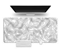 Hixingo Alfombrilla Ratón XXL, Líneas de Contorno Coloridas Alfombrilla Rató, Alfombrilla Gaming con Bordes Cosidos y Base Antideslizante, Mouse Pad para Hogares (900x400x3mm,Blanco)