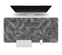 Hixingo Alfombrilla Ratón XXL, Líneas de Contorno Coloridas Alfombrilla Rató, Alfombrilla Gaming con Bordes Cosidos y Base Antideslizante, Mouse Pad para Hogares (800x300x3mm,Gris)