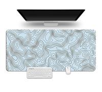 Hixingo Alfombrilla Ratón XXL, Líneas de Contorno Coloridas Alfombrilla Rató, Alfombrilla Gaming con Bordes Cosidos y Base Antideslizante, Mouse Pad para Hogares (900x400x3mm,Azul Claro)