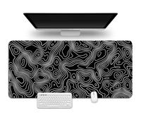 Hixingo Alfombrilla Ratón XXL, Líneas de Contorno Coloridas Alfombrilla Rató, Alfombrilla Gaming con Bordes Cosidos y Base Antideslizante, Mouse Pad para Hogares (700x300x3mm,Negro)