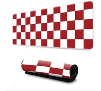 Hixingo Alfombrilla Ratón XXL, Tablero de Damas Alfombrilla Rató, Alfombrilla Gaming con Bordes cosidos y Base Antideslizante, Mouse Pad para oficinas hogares (800 * 300 * 3mm,Rojo y Blanco)
