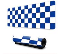 Hixingo Alfombrilla Ratón XXL, Tablero de Damas Alfombrilla Rató, Alfombrilla Gaming con Bordes cosidos y Base Antideslizante, Mouse Pad para oficinas hogares (900 * 400 * 3mm,Azul y Blanco)