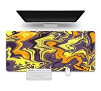 Hixingo Alfombrilla Ratón XXL/XL/L, 3D Textura Abstracta Alfombrilla Rató, Alfombrilla Gaming con Bordes Cosidos y Base Antideslizante, Mouse Pad para Oficinas y Hogares (1000x500x3mm,Amarillo)