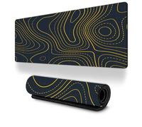 Hixingo Alfombrilla Ratón XXL/XL/L, Alfombrilla Rató Gaming, 3D Impresión de Línea Visual Alfombrilla con Bordes Cosidos y Base Antideslizante, Mouse Pad para Hogares (Amarillo,1000x500x3mm)