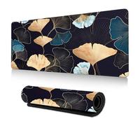 Hixingo Alfombrilla Ratón XXL/XL/L, Impresión de Hoja Alfombrilla Rató, Alfombrilla Gaming con Bordes Cosidos y Base Antideslizante, Mouse Pad para Oficinas y Hogares (700x300x3mm,Ginkgo biloba)