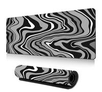 Hixingo Alfombrilla Ratón XXL/XL/L, Líneas Coloridas Alfombrilla Rató, Alfombrilla Gaming con Bordes Cosidos y Base Antideslizante, 3D Mouse Pad para Oficinas y Hogares (800 * 300 * 3mm,Negro)