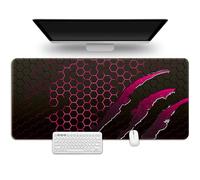 Hixingo Alfombrilla Ratón XXL/XL/L, Tótem de Garra Alfombrilla Rató, Alfombrilla Gaming con Bordes Cosidos y Base Antideslizante, Mouse Pad para Oficinas y Hogares (800x300x3mm,Rosa roja)