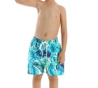 Hixingo Bañadores Niños Natacion,Estilo Tropical Bañador para Niña Niño de 2~12 Años Short de Natación Interior de Malla Secado Rápido Ropa de Baño con Bolsillos Laterales (Hoja de Banana,164)
