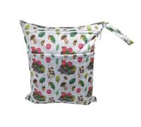 Hixingo Bolsa de Pañales Impermeable, Bolsa Impermeable de Tela con Cremallera Reutilizable Lavable Wet Bag Pañales 30x36cm Organizador para Ropa Sucia, Viaje (Manzana roja B,4 Piezas)