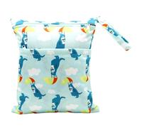 Hixingo Bolsa de Pañales Impermeable, Bolsa Impermeable de Tela con Cremallera Reutilizable Lavable Wet Bag Pañales 30x36cm Organizador para Ropa Sucia (Canguro Azul D,2 Piezas)