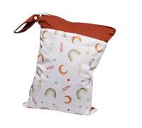 Hixingo Bolsa de Pañales Impermeable, Bolsa Impermeable de Tela con Cremallera Reutilizable Lavable Wet Bag Pañales 1/2/4 Pieza, Organizador para Ropa Sucia, Viaje (Luna Creciente B,4 Piezas)