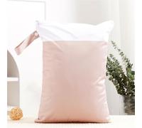 Hixingo Bolsa de Pañales Impermeable, Color Sólido Bolsa Impermeable de Tela con Cremallera Reutilizable Lavable Wet Bag Pañales 3/2/1 Pieza, Organizador para Carro de Bebe (Rosa,1pc)