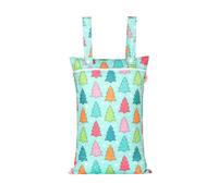 Hixingo Bolsa de Pañales Impermeable con Doble Manija,Bolsa Impermeable de Tela con Cremallera Wet Bag Pañales Impresión Plantas,Organizador para Toallitas Ropa Sucia,Viaje (Árbol de Navidad,2 piezas)