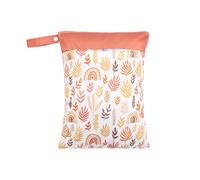 Hixingo Bolsa de Pañales Impermeable,Patrón Arcoíris Bolsa Impermeable de Tela con Cremallera Reutilizable Lavable Wet Bag Pañales 1/2/4 Pieza, Organizador para Ropa Sucia (Hoja,2 Piezas)