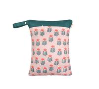 Hixingo Bolsa de Pañales Impermeable, Patrón Flor Bolsa Impermeable de Tela con Cremallera Reutilizable Lavable Wet Bag Pañales 1/2/4 Pieza, Organizador para Ropa Sucia (Hoja Verde,1 Pieza)