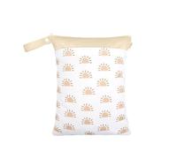 Hixingo Bolsa de Pañales Impermeable, Patrón Sol Bolsa Impermeable de Tela con Cremallera Reutilizable Lavable Wet Bag Pañales 1/2/4 Pieza, Organizador para Ropa Sucia (Amanecer,4 Piezas)