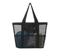 Hixingo Bolsa Playa Grande XXL Mujer Hombre, Bolso Playa de Verano Plegable Ligero Shopper Tote Bag para Piscina Picnic Compras Viajes Vacaciones Uso Diario Sauna (44 * 12 * 34CM,B02 Negro)