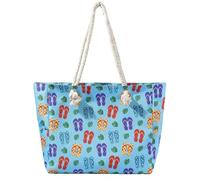Hixingo Bolsa Playa Grande XXL Mujer Hombre, Bolso Playa de Verano Plegable Ligero Shopper Tote Bag para Piscina Picnic Compras Viajes Vacaciones Uso Diario Sauna (42 * 13 * 36CM,Pantuflas)