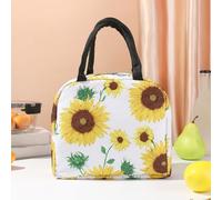 Hixingo Bolsa Termica Porta Alimentos para Mujer y Hombre, 5L Azul Bolsa Almuerzo Comida Trabajo Pequeña Portátil Térmica para Almuerzo, Oficina, Viaje, Pícnic o Colegio (Girasol blanco,22x12x19cm)