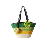 Hixingo Bolso de la Paja Mujeres Bolso Playa Grande Bolso de Hombro Verano Boho Totes de Playa Ratán Tejidas a Mano Para Viajes, Compras y Vacaciones