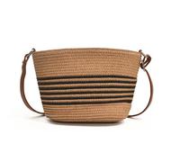 Hixingo Bolso de la Paja Mujeres Playa Grande Capacidad Bolso de Hombro Verano Boho Totes de Playa Tejidas a Mano Para Viajes, Compras y Vacaciones (Marrón,25x16x9cm)