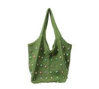 Hixingo Bolso de la Paja Mujeres Playa Grande Capacidad Bolso de Hombro Verano Boho Totes de Playa Tejidas a Mano Para Viajes, Compras y Vacaciones (Verde,40x34x3cm)