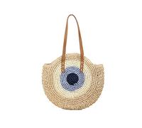 Hixingo Bolso Redondo de la Paja Mujeres Bolso Playa Grande Bolso de Hombro Verano Boho Totes de Playa Ratán Tejidas a Mano Para Viajes, Compras y Vacaciones