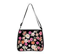 Hixingo Bolsos Universidad Mujer Grande Bolso Bandolera Tote Shopper Bolsos Gran Capacidad Bandolera con Cremallera, Bolso de Mano para Compras Colegio Trabajar, Clásico Flor (Negro,28 * 24 * 7cm)