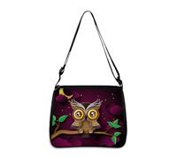 Hixingo Bolsos Universidad Mujer Grande Bolso Bandolera Tote Shopper Bolsos Gran Capacidad Bandolera con Cremallera, Bolso de Mano para Compras Colegio Trabajar, 3D Búho (Púrpura,22 * 20 * 7cm)