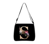 Hixingo Bolsos Universidad Mujer Grande Bolso Bandolera Tote Shopper Bolsos, Negro Gran Capacidad Bandolera con Cremallera, Bolso de Mano para Compras Colegio Trabajar Viajar (S,28 * 24 * 7cm)