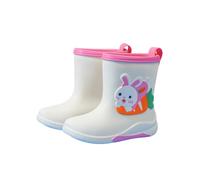 Hixingo Botas de Agua Niña Niño, Botas Agua Niño Niña Botas Lluvia Unisex Niños Couleur Unie de Transporte Impermeables y Antideslizante Talla 27-36 EU (Conejo blanco,28)