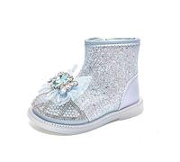 Hixingo Botas de Nieve Niña Talla 25-32, Botas de Invierno Niña con Tacón Antideslizantes Botines para Niño de Invierno con Cierre de Cremallera para1-12 Años (Azul,25)