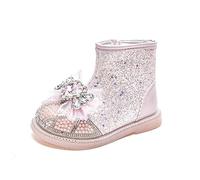 Hixingo Botas de Nieve Niña Talla 25-32, Botas de Invierno Niña con Tacón Antideslizantes Botines para Niño de Invierno con Cierre de Cremallera para1-12 Años (Rosa,26)