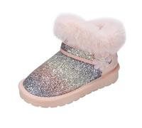 Hixingo Botas de Nieve Niña Talla 26-34, Botas de Invierno Niña con Tacón Antideslizantes Botines para Niño de Invierno con Cierre de Cremallera para 4-12 Años (Rosa,26)