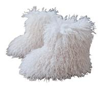 Hixingo Botas de Nieve Peludas Niña Talla 28-34, Botas de Nieve Inviern Niña Cálidas Suaves Antideslizantes Botines de Invierno con Peluda para 3-8 Años (FM18 Blanco,30)