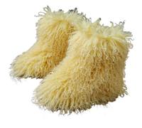 Hixingo Botas de Nieve Peludas Niña Talla 28-34, Botas de Nieve Inviern Niña Cálidas Suaves Antideslizantes Botines de Invierno con Peluda para 3-8 Años (FM18 Jaune,29)