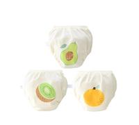 Hixingo Bragas de Aprendizaje para Bebés Huellas de Frutas, 3 piezas de Pañales de Tela Calzones de Entrenamiento Reutilizables, Pañal de Aprendizaje para 1 a 5 Años (Fruta 10,3T)