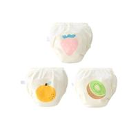Hixingo Bragas de Aprendizaje para Bebés Huellas de Frutas, 3 piezas de Pañales de Tela Calzones de Entrenamiento Reutilizables, Pañal de Aprendizaje para 1 a 5 Años (Fruta 1,3T)