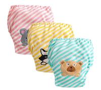 Hixingo Bragas de Aprendizaje para Niños y Niñas, 3 piezas de Pañal de Aprendizaje Calzones de Entrenamiento Reutilizables, Pañales de Tela para 1 a 3 Años Niños (Estilos coloridos 4,S: 80)